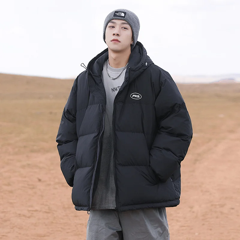 

Новинка 2021, зимняя одежда, мужская Корейская версия, трендовая утепленная хлопковая одежда с капюшоном, одежда свободного кроя, большая хло...