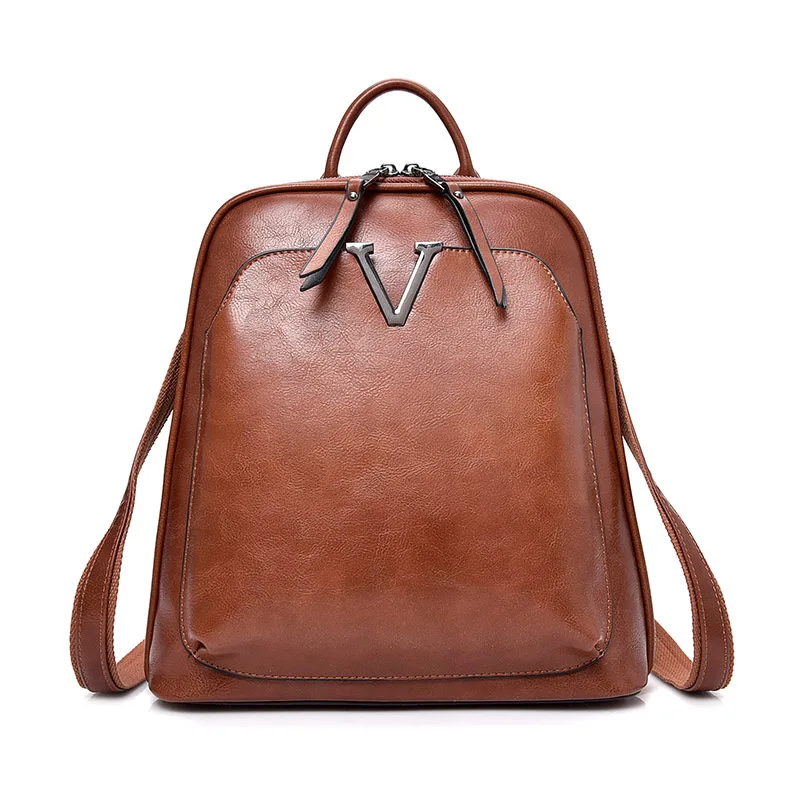 

Vintage Bags Women Backpack High Quality Leather Back pack School Bags For Teenage Girls Solid color