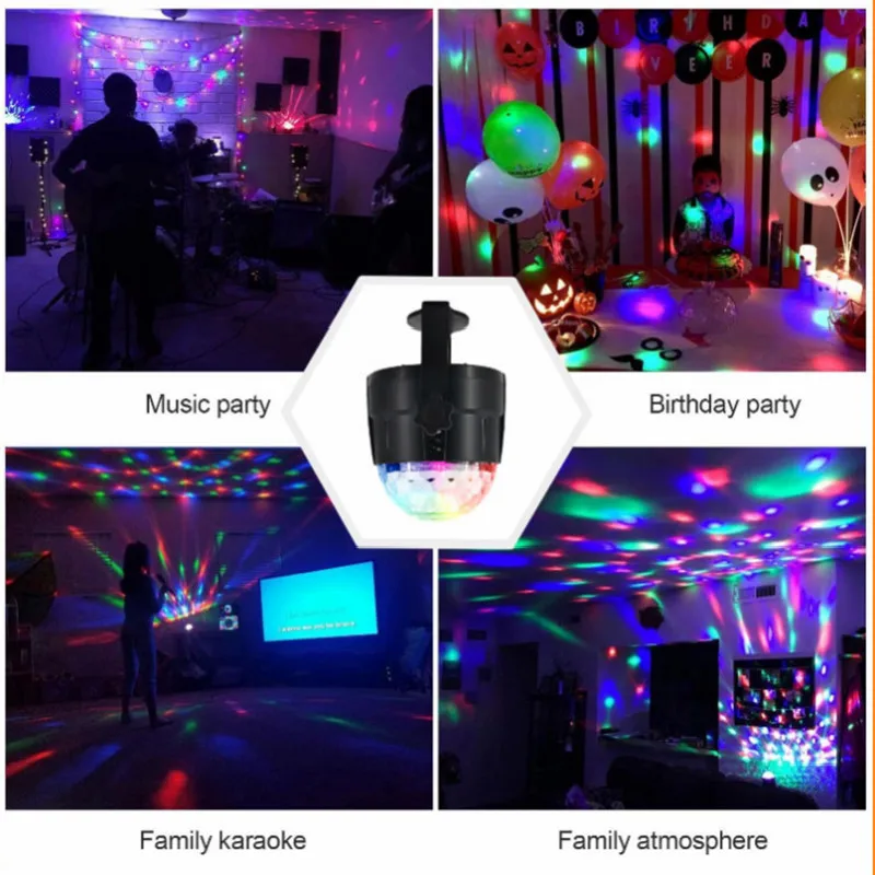 

Sound Activated Rotating Disco Ball Party Lights Strobe Light 3W RGB LED Stage Lights For Christmas Home KTV Xmas Wedding Show
