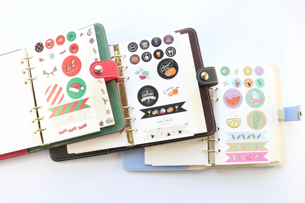 Domikee cute leather hardcover 6 rings binder planner agenda organizer office school refillable spiral notebooks stationery A5A6