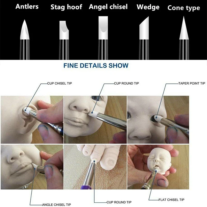 

10Pcs Polymer Clay Modelling Sculpting Pen Pottery Models For DIY Craft Art Clay Shaper Sculpting Polymer Modelling Pottery Tool