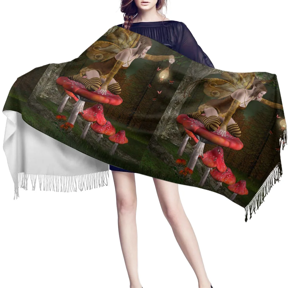 Модные большие шарфы эльф Фея фонарь гриб шарф унисекс толстые теплые зимние