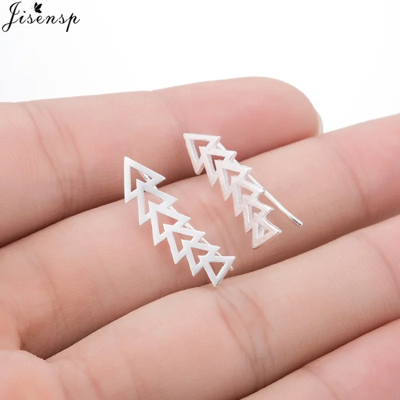 Корейские модные геометрические треугольные серьги гвоздики Jisensp милые