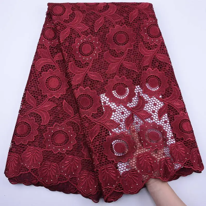 

White Lace Fabric African Cord Lace Fabric High Quality 2020 French Guipure Lace Fabric Africa Net Lace Fabric For Wedding DX96