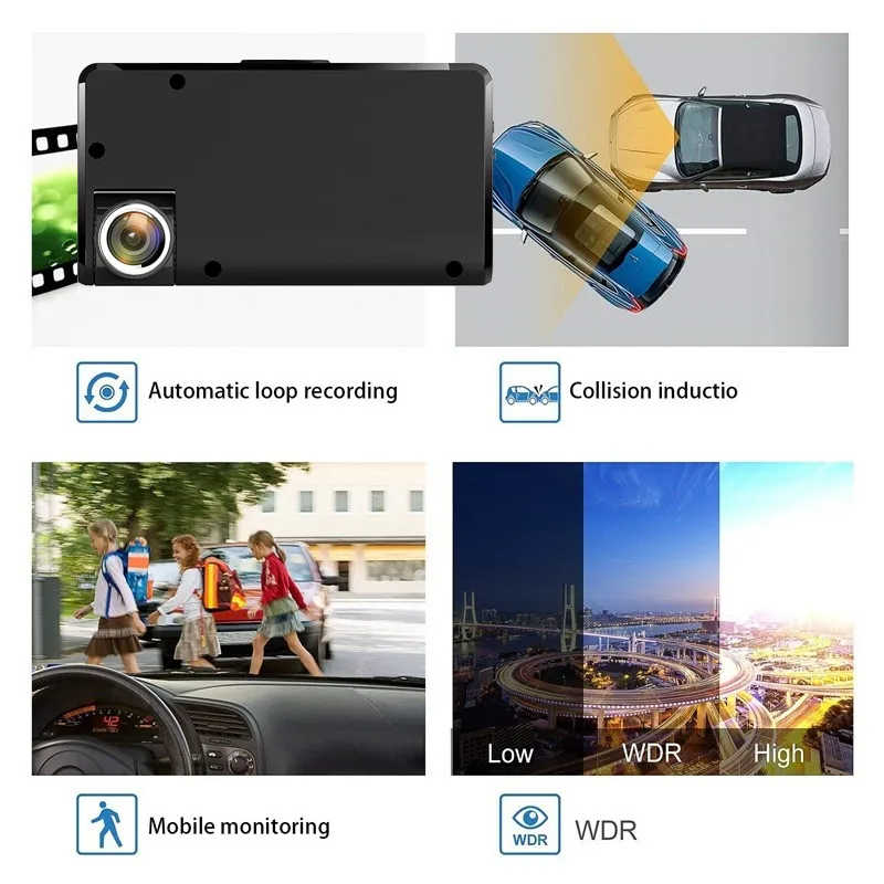 3 дюймовый сенсорный экран с объективами видеорегистратор углом обзора 170
