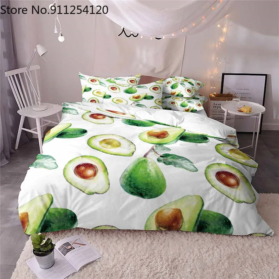 Комплект постельного белья из 2/3 предметов с принтом фруктов и авокадо | Дом сад