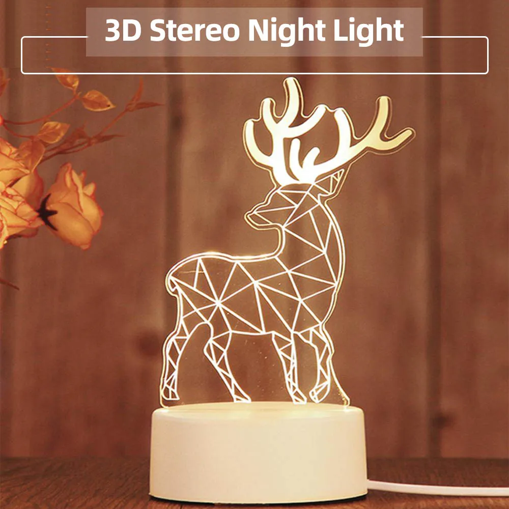 3d мультфильм питаемые через Usb порт светодиодный ночной Светильник акриловое волокно Детские лампа 3d лампа Светодиодная настольная лампа для детского подарка теплый белый