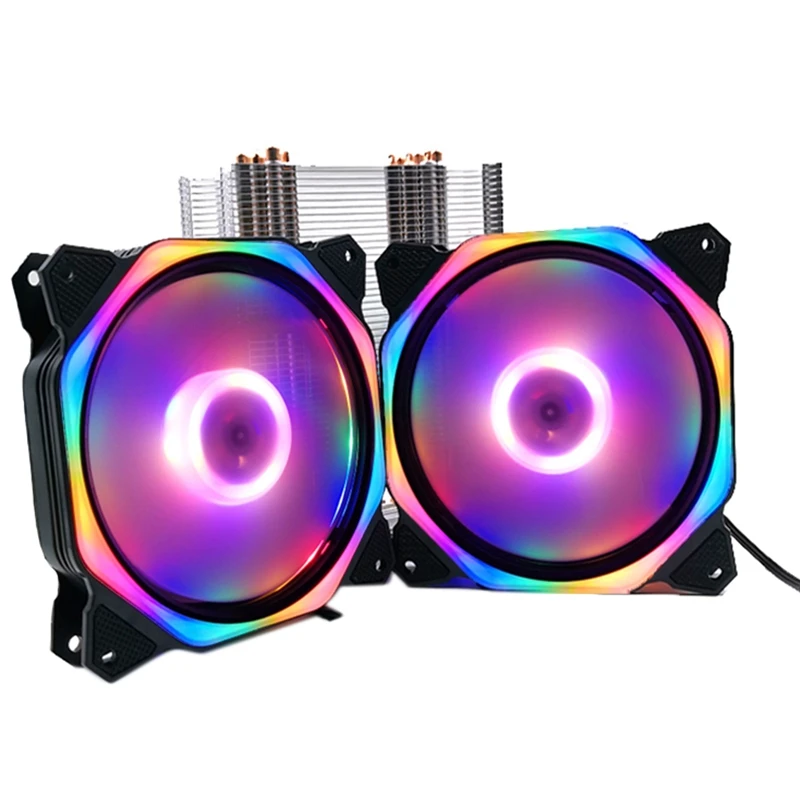 12cm CPU Cooler Dual LED Fan 6 Heat Pipe 3Pin Cpu Heatsink for 775/1150/1155/1156/1366 AMD All | Компьютеры и офис