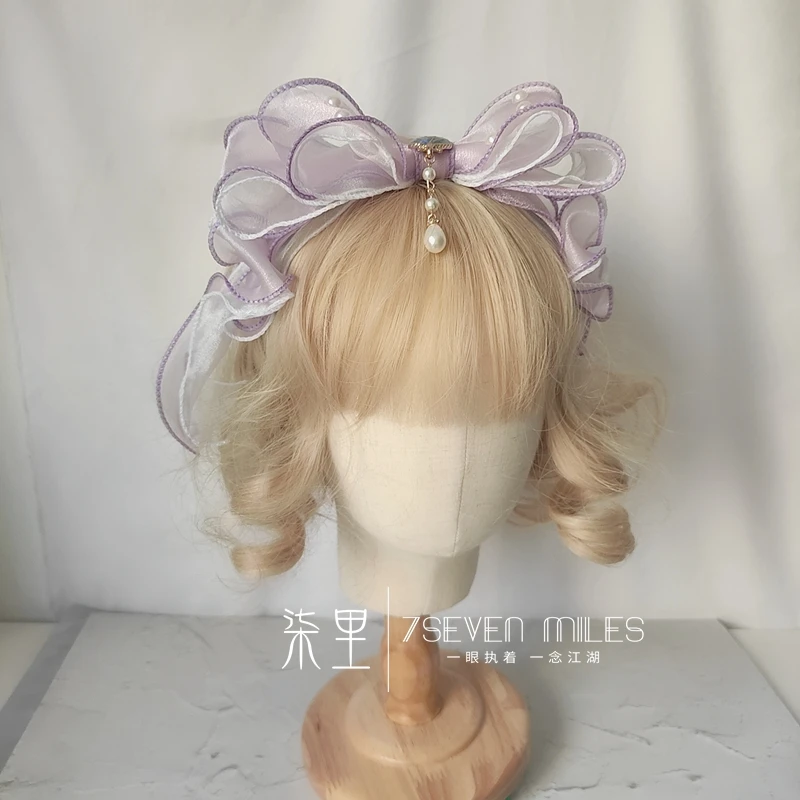 

Japanese lolita Gradient shell KC Bowknot hair hoop Yarn weaving Style lolita headdress Handmade hair accessories Cosplay