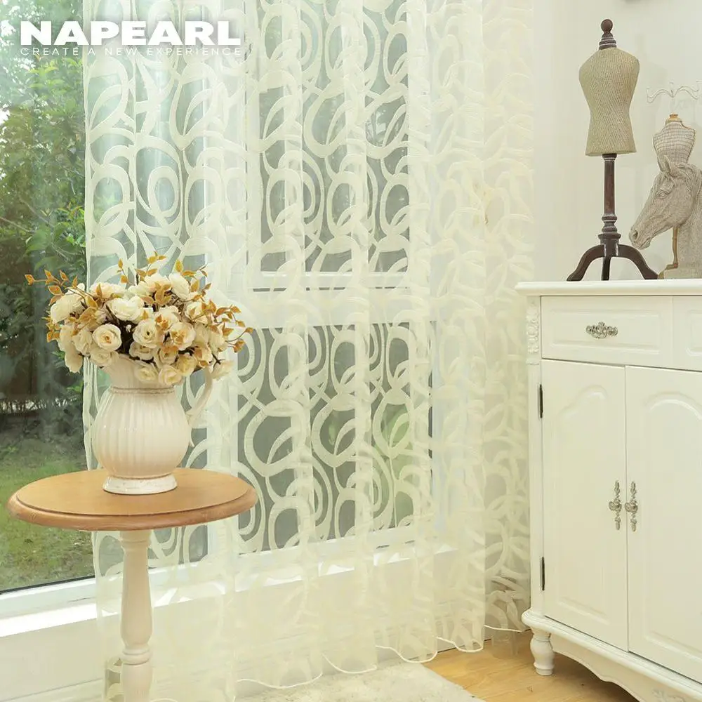 NAPEARL бесконечный дизайн белая занавеска Тюлевая панель прозрачная пряжа для