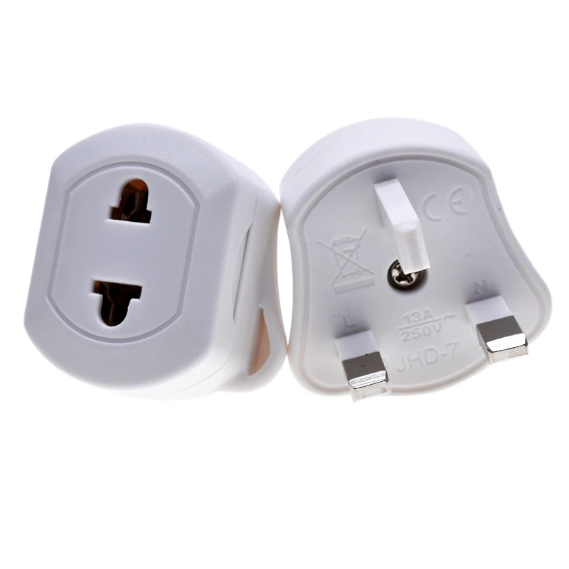 EU to UK plug adapter 13A built-in fuse US to UK conversion plug white Type-G plug connector 2pins to 3 pins for shaver
