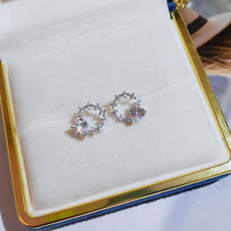 

Hot Sale Heart Shaped Woman Earrings Jewelry Crystal Shiny Zircon Engagement Party Bridal Earrings Fashion Earrings