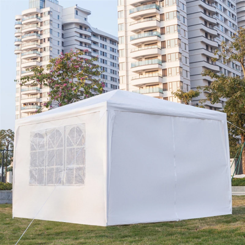 저렴한 3x3m 그레이든 텐트 4 면 휴대용 가정용 방수 텐트 나선형 튜브 흰색 태양 그늘 텐트 홈 파티 캠핑
