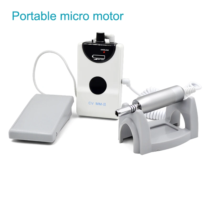 CV MM-II Portable Micro Motor Micromotor Teeth Grinding 50,000 RPM Brushless Machine Mini With Handpiece & Foot Pedal Dental Lab
