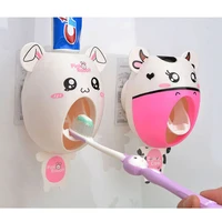 childrens special automatic toothpaste dispenser toothbrush holder cute animal shape punch free bathroom accessories set