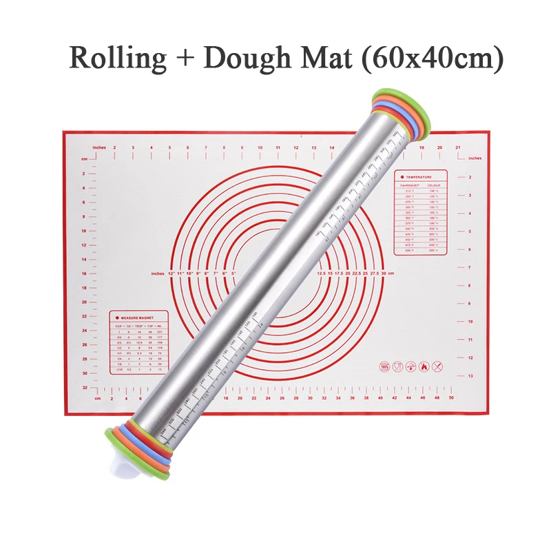 Rolling Pin and mat EPASUN торт Скалка Регулируемая нержавеющая сталь Rouleau Patisserie тесто ролик для выпечки помадка Rodillo Pasteleria Rodillo - Цвет: Rolling Pin and mat