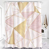 marble texture shower curtain abstract geometrical pattern light pink art design bath sets with hooks waterproof