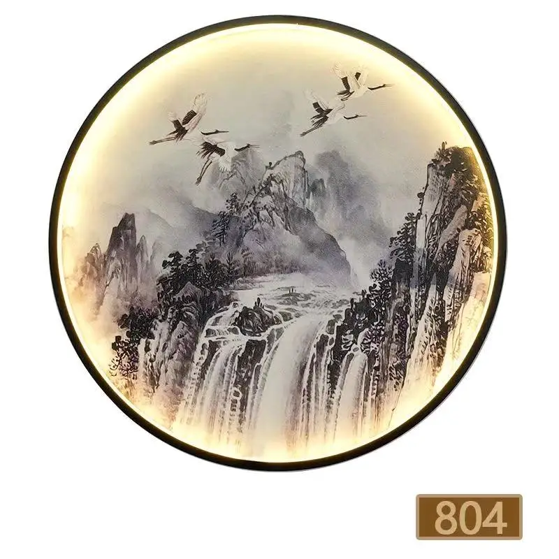 

Настенный светильник HJYVIOTIN, китайский стиль, круглый холст, теплый свет