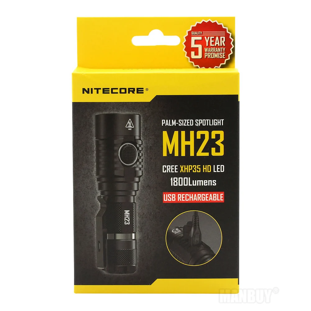Оптовая фонарь Nitecore MH23 1800 люмен CREE XHP35 HD LED Мини-лампа USB Перезаряжаемый фонарь + Аккумулятор NL1835HP 3500mAh 18650 на.
