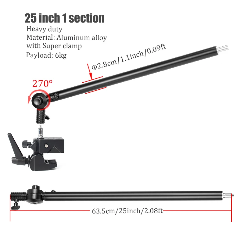 Сверхмощная Волшебная стрела BFOLLOW с супер-зажимом для камеры осветительная