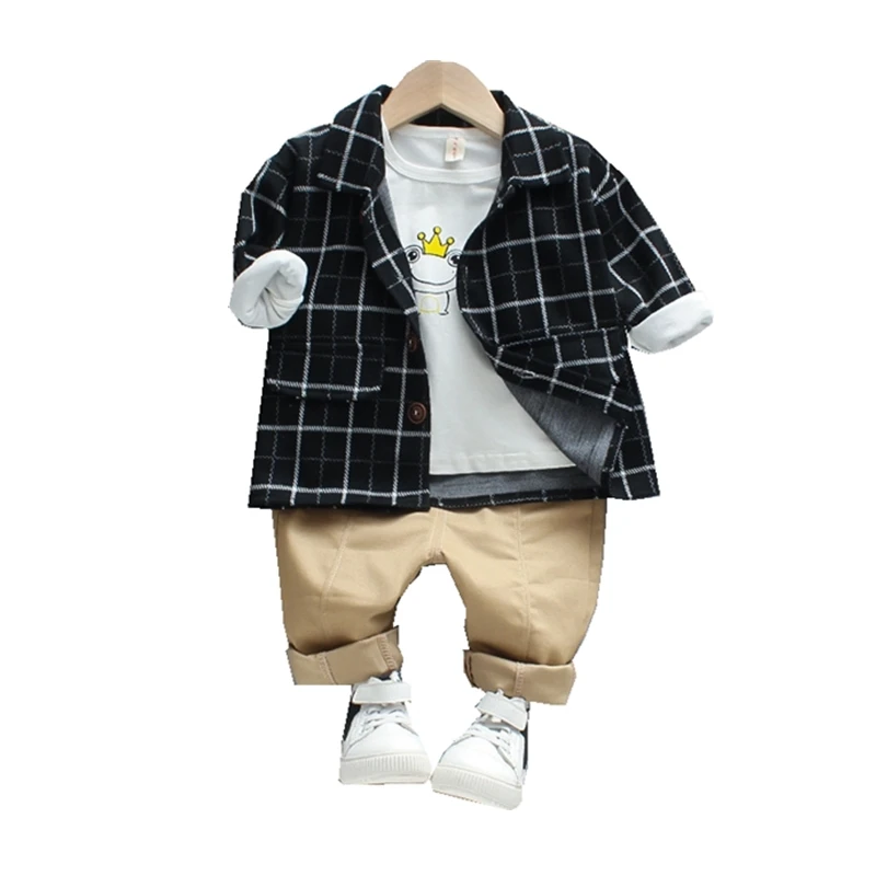 

New Autumn Baby Boys Clothes Suit Children Cotton Coat T Shirt Pants 3Pcs/sets Toddler Gentleman Costume Infant Kids Tracksuits