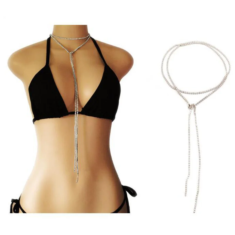 Женское Ожерелье с кристаллами цепочка до ключицы длинное ожерелье золотого и