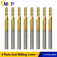 cmcp cnc milling cutter 3 175mm shank carbide router bit for cutting wood aluminum copper 4 flute tin coated flat end mill