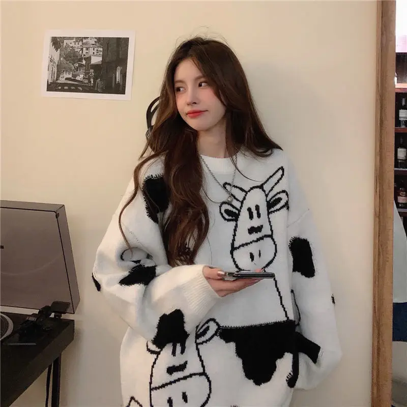 

Autumn and winter lovely soft younger sister languid is worn outside knitting of lazy wind cover head long sleeve sweater