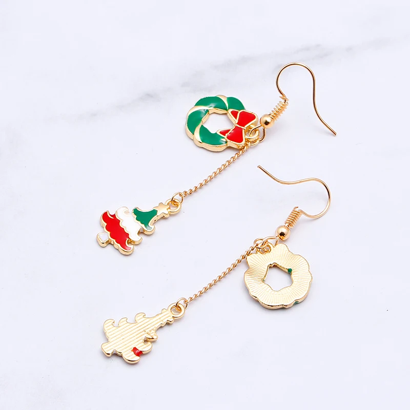 Женские серьги с оленем и снежиной Zhijia милые рождественской елкой Санта Клаусом