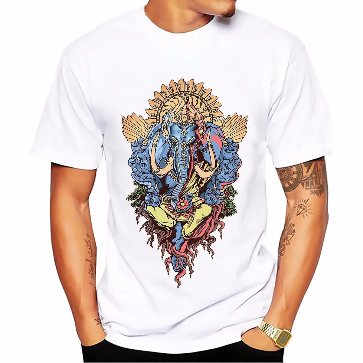 

Футболка Hinduism с изображением слона, богатства, Бога, Gan Nash, мягкая дышащая футболка с круглым вырезом, Повседневная футболка с коротким рукав...