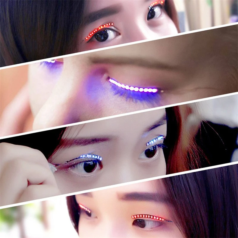 

Halloween Charming Eyelashes Makeup False Eyelashes For Party Club Bar Hallowee LED Light False Eyelashes Waterproof Shining