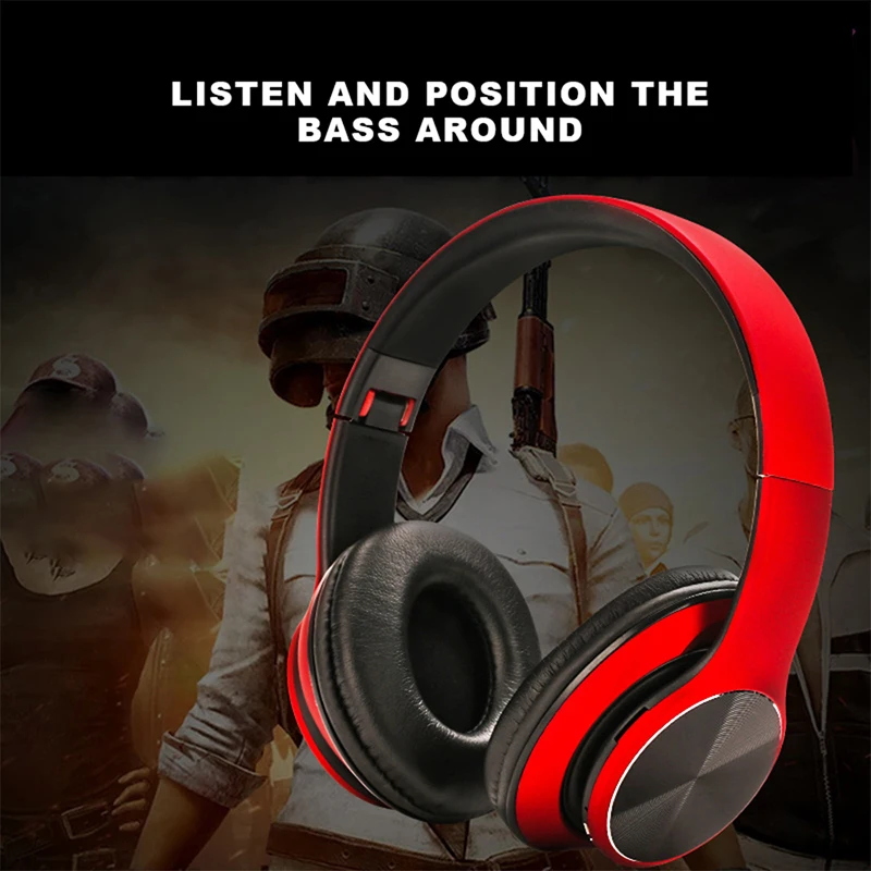 New Portable Wire Headphones Bluetooth Stereo Foldable Headset Audio Mp3 Adjustable Earphones with Mic for Music | Электроника