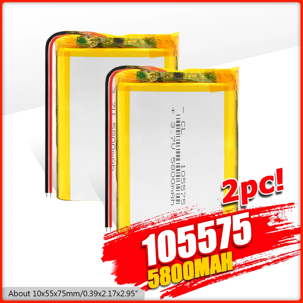

YCDC 3.7V 105575 5800mAh Li-Po Rechargeable Batteries For GPS PDA Camera PSP Toys Remote Lithium Polymer Battery Replacement