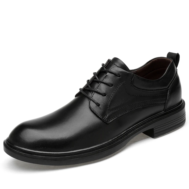 Black-1 Модные мужские кроссовки; Роскошная обувь на платформе; обувь на подъеме; Коричневая Кожаная эластичная лента; повседневная обувь, увеличивающая рост; деловая кожа;% 2100 - Цвет: Black-1
