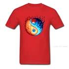 Мужская красная футболка с принтом Инь-Янь, 100% хлопок