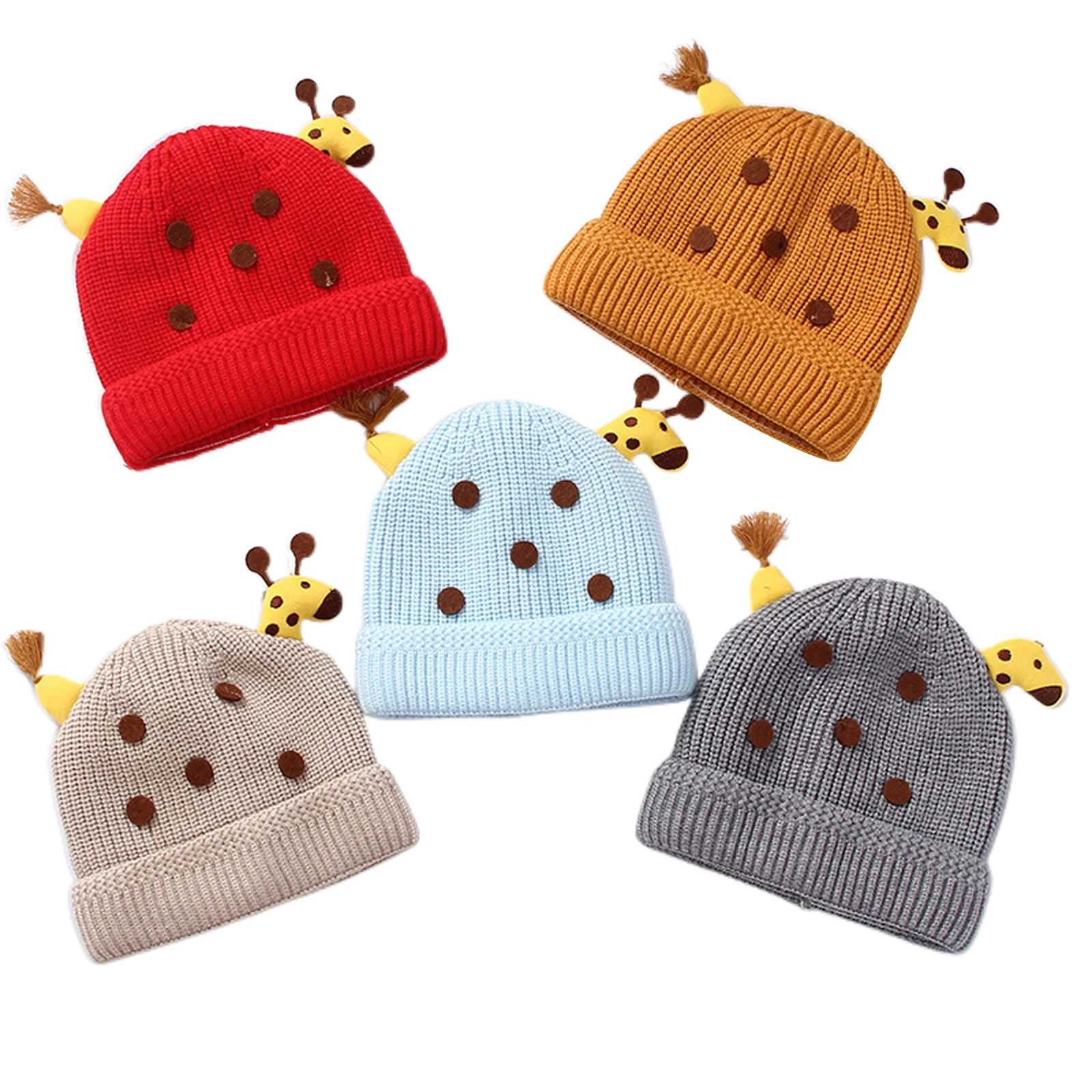 

BY Baby Winter Warm Hat, Soft Cartoon Giraffe Rib Knitted Beanie Cap for Boys and Girls