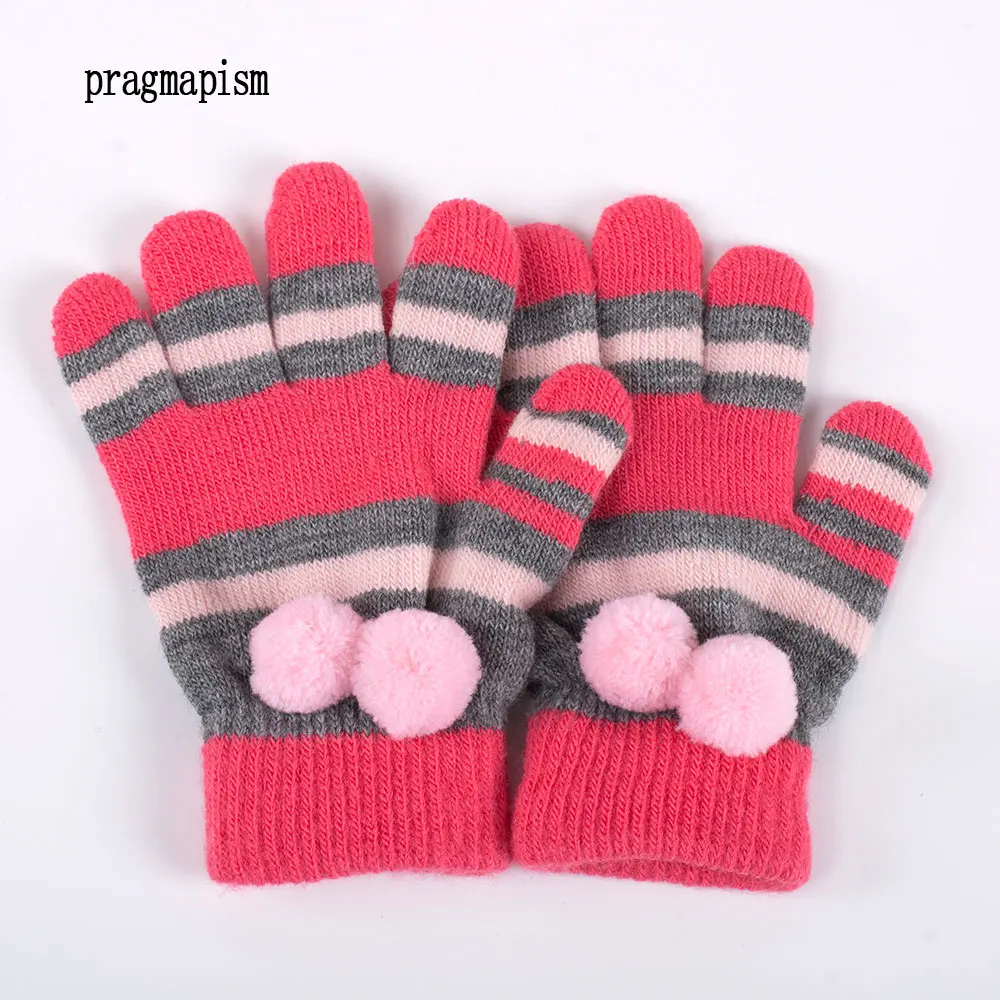 Мягкие Детские теплые осенне зимние перчатки для девочек модные вязаные с