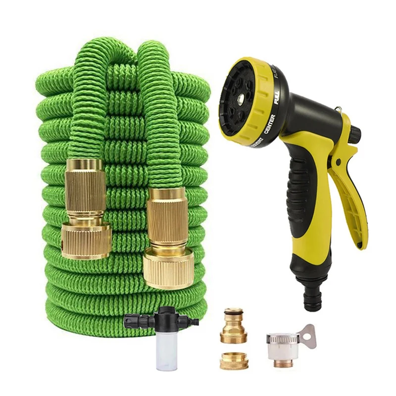 

Magic telescopic garden hose household high pressure car wash metal spray gun outdoor garden shower spray gun hose tool