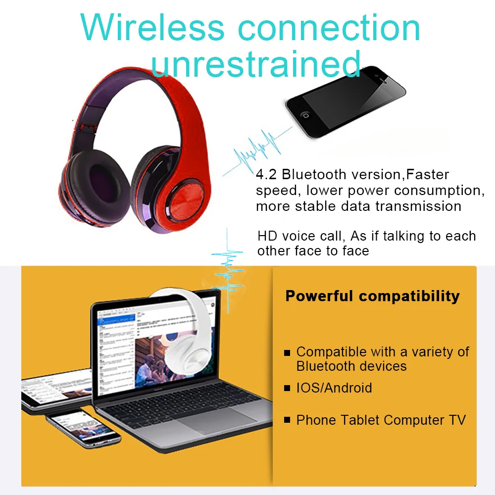 Портативная Беспроводная игровая гарнитура наушники Bluetooth складная