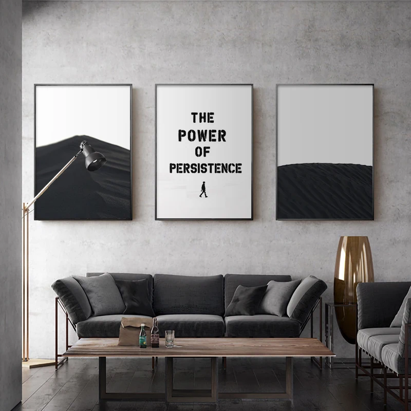 

Nordic Style Modern Minimalist Sand Poster Wall Art Picture Canvas Painting Persistence Quote Print for Aisle Office Home Decor