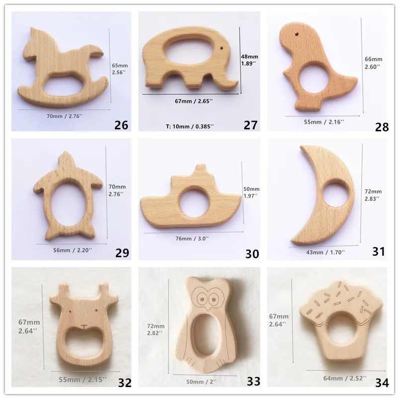 Chenkai 10 шт. деревянный Прорезыватель "Слон" кольцо DIY Экологичная незавершенная Младенческая Погремушка прорезыватель, захватывающие Деревянные игрушки животных