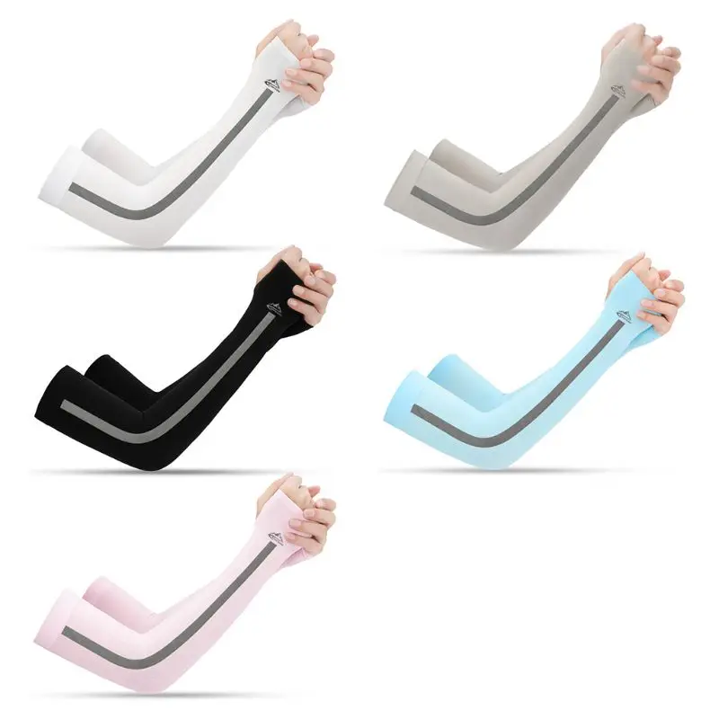 

Unisex UV Sun Protection Ice Silk Cooling Arm Sleeves UPF 50 Seamless Compression Cover Shield for Sport Driving Cycling