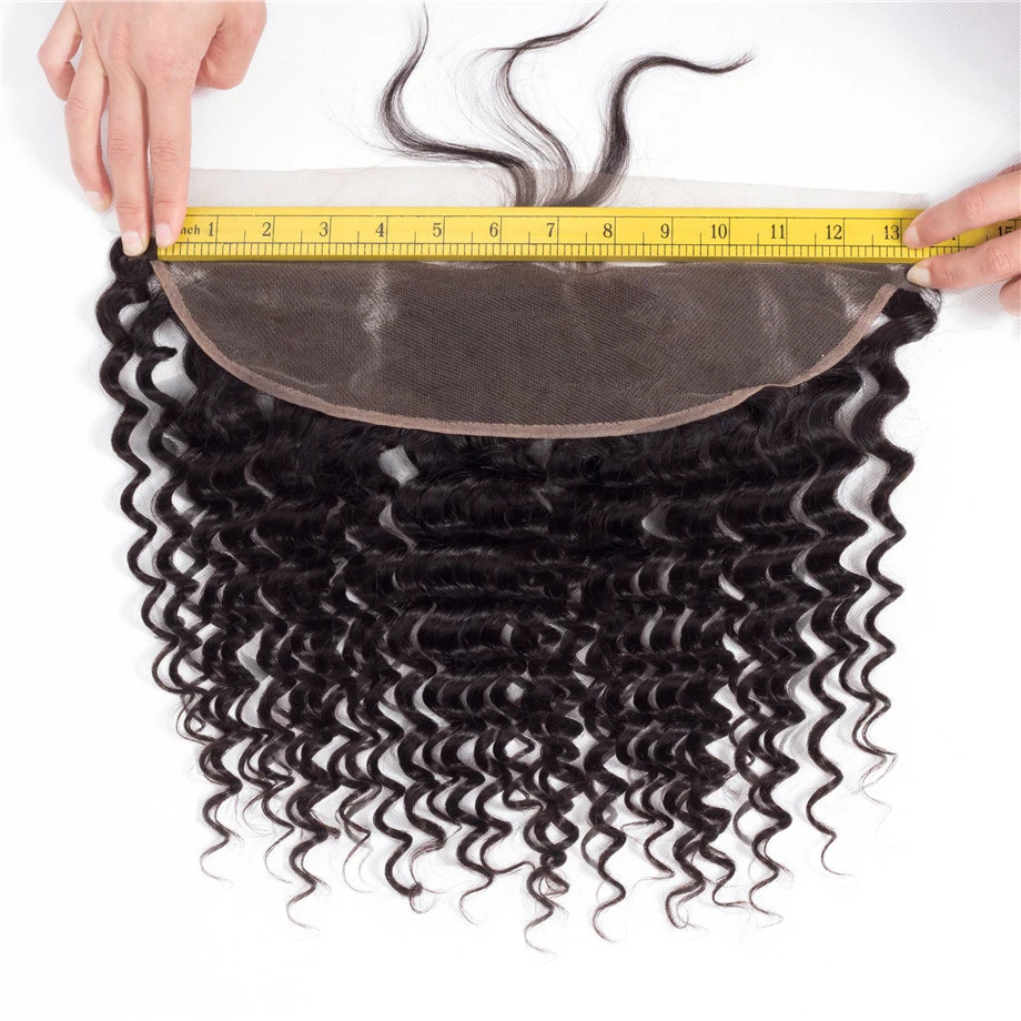 Шикарные волосы глубокая волна пряди с закрытием 13*4 Кружева Фронтальные