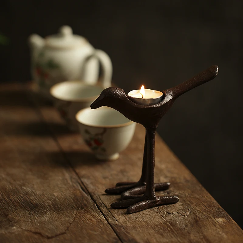 

Retro cast iron bird candle holder decorative ornaments tea table furnishings home candle holder art tea art candle holder
