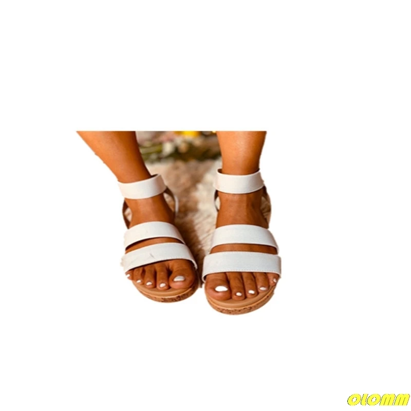 

Women Summer Sandals Fashion Buckle Strap Solid Fringe Cover Heel Flat Platform Heel Casual Ladies Plus Sandals Women's Shoes