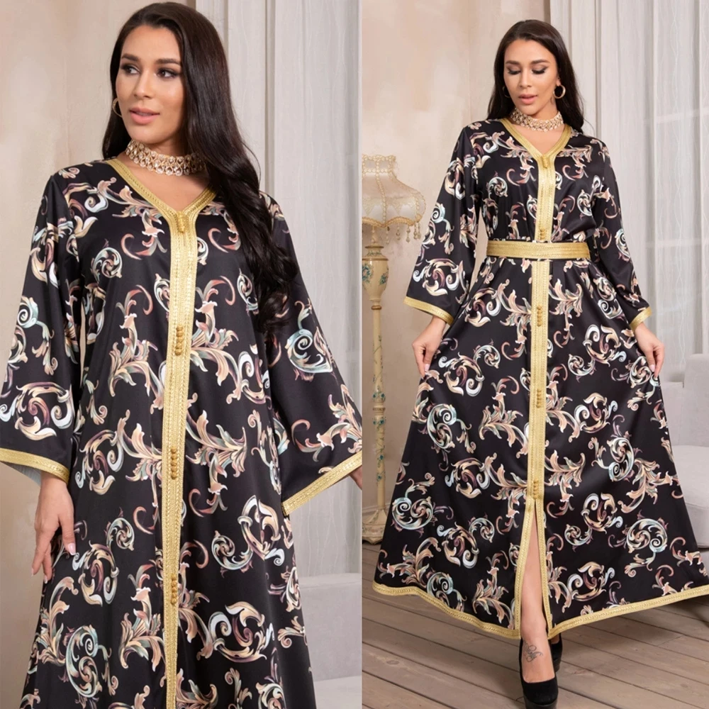 

Moroccan Caftan Evening Long Dress Turkey Dubai Women Abaya Muslim Modest Clothes Bangladesh Black Abayas Vestidos Arabes