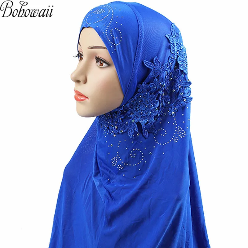 

BOHOWAII Read to Wear Instant Hijab Scarf Muslim Girl Fashion Headwear Turban Bonnet Diamonds Niqab Summer Cool Prayer Hoofddoek