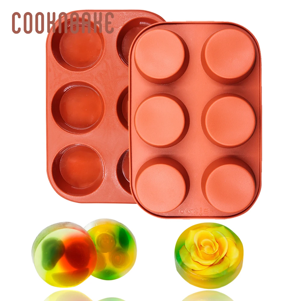COOKNBAKE, силиконовая форма для кексов, маленькая Форма для кексов, круглая силиконовая форма для выпечки, инструмент для выпечки тортов, 6 отверстий, форма для мыла