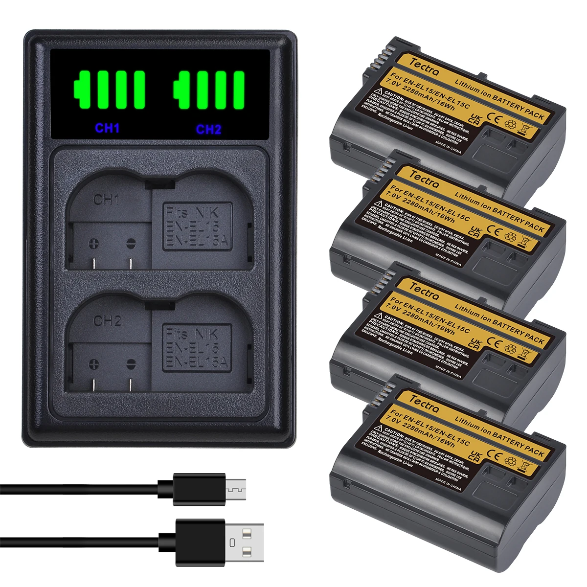 Bateria da Câmera Carregador para Nikon Duplo z5 z6 ii z7 Z7ii D600 D610 D600e D800 D800e D810 2280mah En-el15c Enel15 & Led