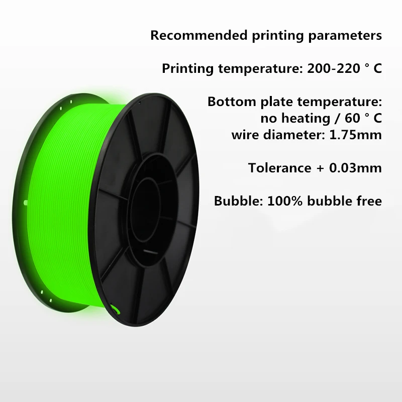 3D Printing Flament Luminous Green 1kg 1.75mm Plaf Absorbs Ultraviolet Light and emits light at night  Glows in the dark Best